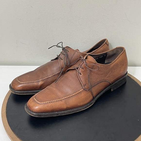 Salvatore Ferragamo Studio Shoes Men 10.5 D Brown Leather Made in Italy - Picture 4 of 13